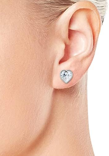 Silver Plated Bezel set Heart Earrings Created with Zircondia® Crystals