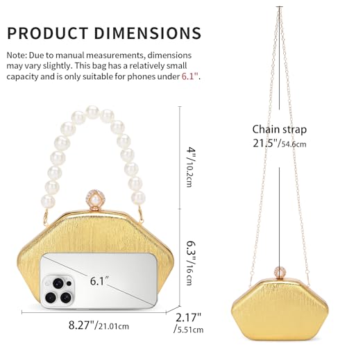 Image of RNIEGA Evening Bags For Women Formal Evening Clutch Women'S Evening Handbags, Pearl Beaded Top Handle Bag For Wedding, Prom, Party