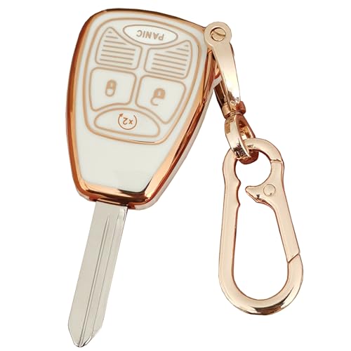 Coque de clé pour Jeep couleur blanc brillant avec finition soignée et porte-clés inclus