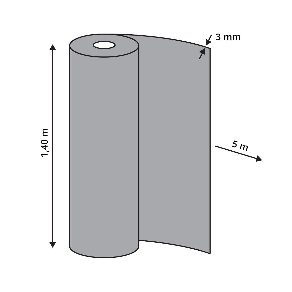 Pavimento de Goma con Acabado Checker - Rollo 5 m x 1.40 m x 3 mm - Revestimiento para Suelos Impermeable y Antideslizante