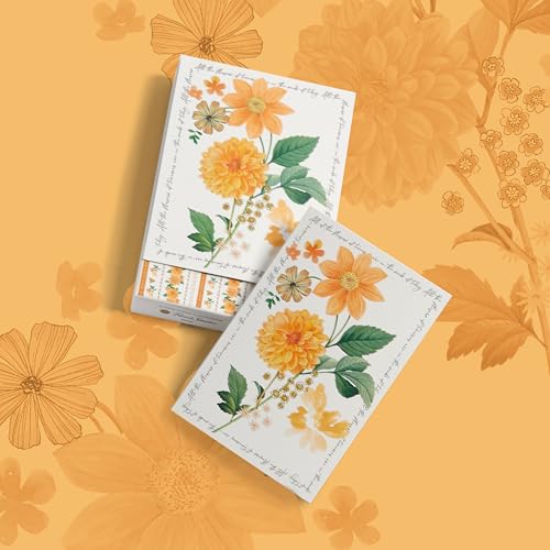 Image of Punch Studio Blank Note Cards with Envelopes, Embossed Accents and Textured Box for All Occasions - 5 inch x 3.5 inch each, Set of 10 Cards - Marigold (50420)