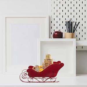 Didiseaon Christmas Sleigh Candy Bowl Basket Red Santa Sleigh Table Top Christmas Decor Christmas Treat Container for Holiday Table Plastic Sleigh Model Toy