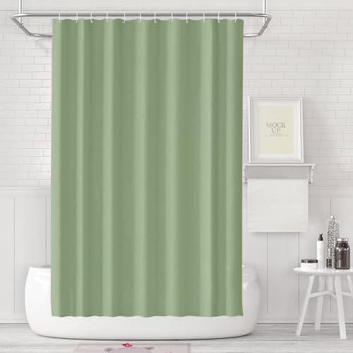 LUKDUNG 180x200 Badevorhang, Duschvorhang Anti-schimmel in Badezimmer, Vorhang für Badewanne Dusche aus Kunststoff Wasserdicht Waschbar, Waschbar PEVA Shower Curtain mit 12 Duschvorhangringe Grün