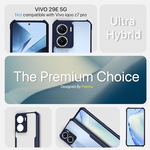 Image of Outlouders Back Cover for Vivo V29e 5G | Ultra Hybrid Transparent | Full Camera Protection | Raised Edge | Crystal Clear Bumper Case (Blue)