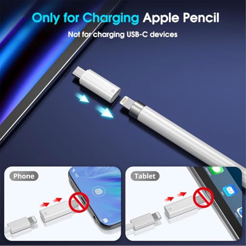 Image of ZORBES USB C to Pencil Adapter for Apple Pencil 1st Gen, USB-C Male to Pencil Charging Adapter for iPad 10th Generation Bluetooth Pairing Type C iPencil Charger Connector for iPad 10 & Pencil 1st Gen