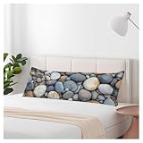 Wsenltvy Sea Pebble Body Pillow Pillowcase, Beach Stones Rocks Farmhouse Body Pillow Cushion Covers, 20x54 Inch Bedding Pillows Protector Large Pillow Cases for Home Couch Sofa, Gray