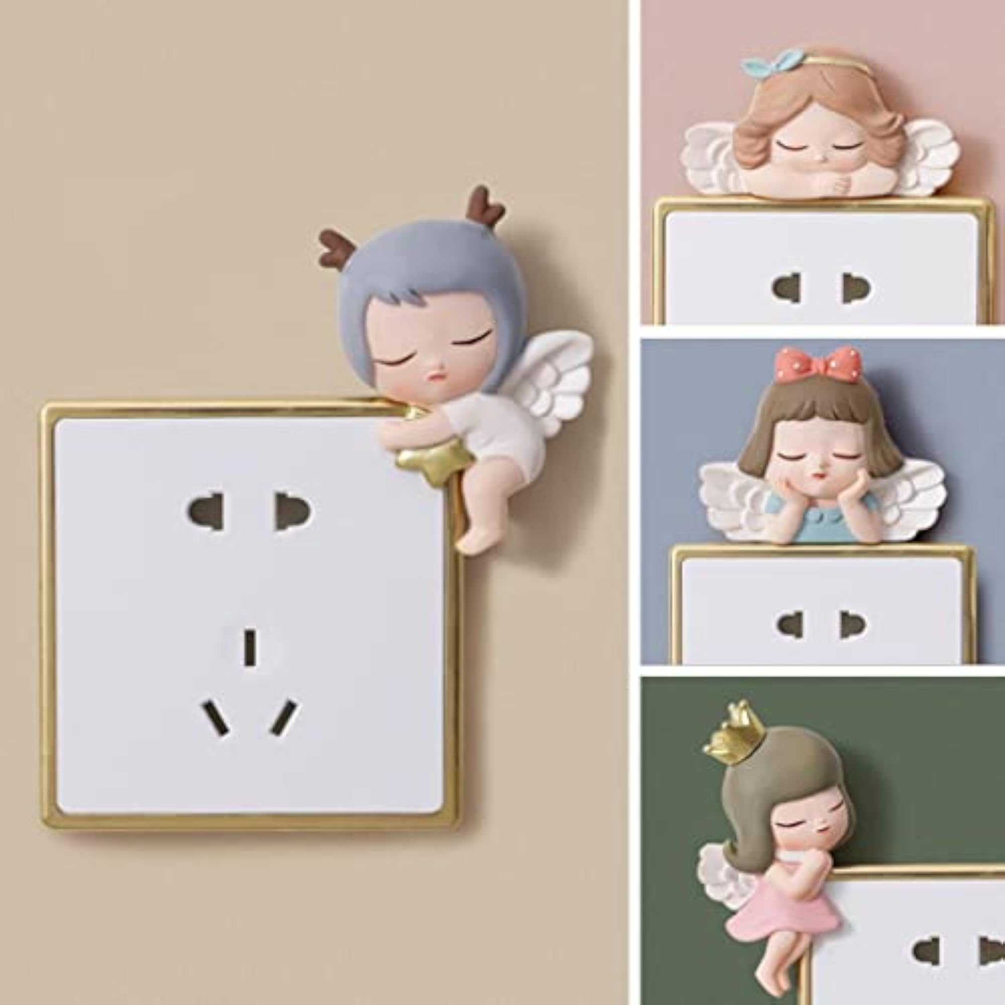 3D Lighting Socket Decal Wall Decoration Crown, 6 Pcs