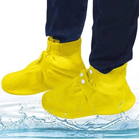 Swpeet Silicone Waterproof Rain Shoe Covers, Reusable Foldable Overshoes Non-Slip Water Resistant Overshoes Silicone Rubber Rain Shoe Cover Protectors for Kids Cover