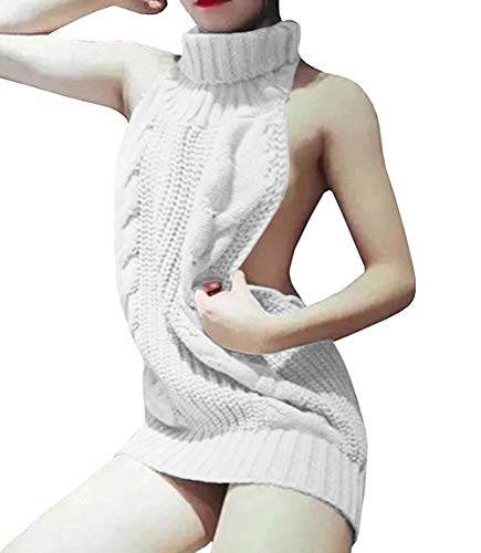 Image of Olens Japan Style Turtleneck Sleeveless Open Back Sweater Anime Cosplay Sweater