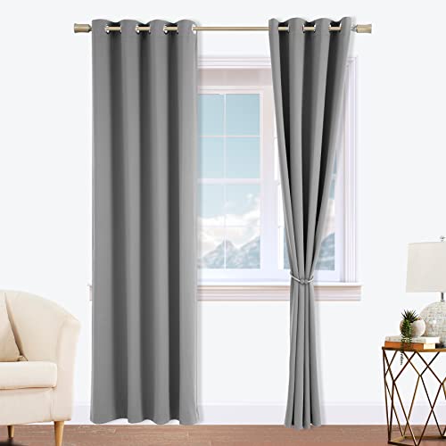 Viste tu hogar Cortinas Opacas Reversibles con Sujeción Magnética, Pack 2 Piezas Térmicas Aislantes de Frío y Calor para Salón y Dormitorio Moderno, Poliéster Suave Antirrugas, 140x175cm, Gris Oscuro