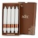 Root Unscented Grecian Collenettes Dinner Candles, 9-Inch Tall, Box of 4, White