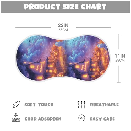 Muslin Burp Cloth for Baby 2PCS Halloween Horror Night Super Absorbent Burping Cloths, Bibs for Newborn Boys Girls4