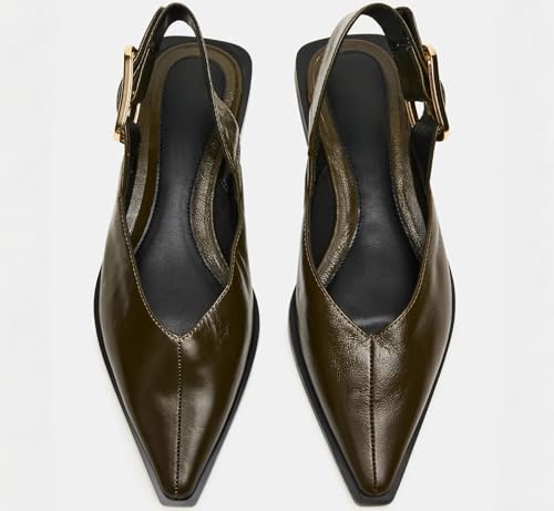 Image of Slingback Flat Shoes for Women Pointed Closed Toe Flat Mule Sandals Casual Comfortable Office Dressy Shoes