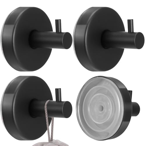 Xialvyu 4 Stück Saugnapfhaken, Handtuchhaken ohne Bohren Haken Saugnapf Haken Bad Küche Kleiderhaken Hooks, Schwarz