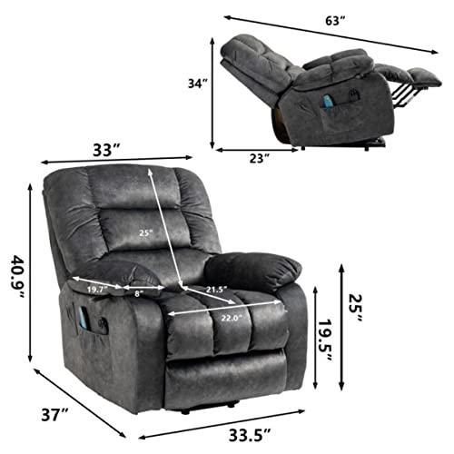 Simply-Me Power Lift Recliner For Elderly,Electric Lift Chair With Massage And Heat,Overstuffed Wide Recliners, Chenille Recliner Chair With Pockets For Living Room (Beacon Grey) #TOP2