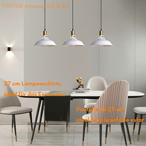 Lámpara de techo retro TOKIUS Ø27cm blanca con cable de 1 metro 4