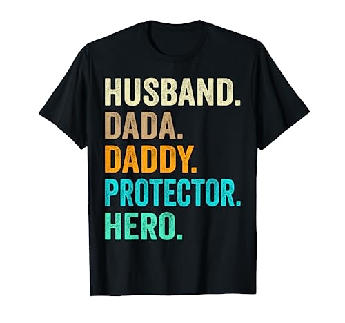 Dada Daddy Protector Hero Cool Vintage Fathers Day Funny Dad Camiseta