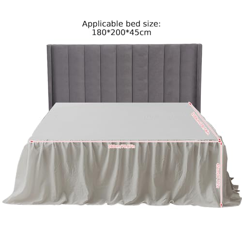 Btstil Bettvolants, Betthusse Beigegrau 180x200cm Aus Hochwertige Bio-Baumwolle Bettrock, Höhe 45cm, Soft Brushed (180x200cm)
