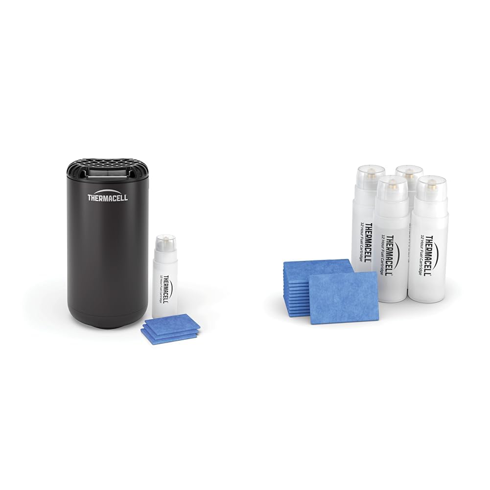 Thermacell Difusor + Recambios Antimosquitos, Protección de 20 m², 60 Horas de Duración, Inodoro, Negro
