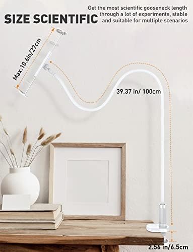 TRYONE Gooseneck Tablet Holder Stand for Bed Adjustable Long 39.4inch Flexible Lazy Arm Tablets Mount Compatible with iPad Pro Air Mini | Galaxy Tab | Kindle Fire | Switch or Other 4.7-12.9" Device