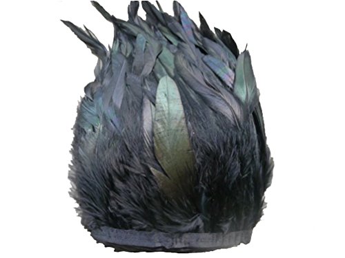 AWAYTR Rooster Hackle Feather Fringe Trim 5-7 Inches Width Sewing Crafts (2 Yards)