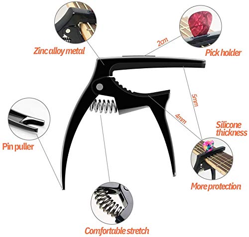 image for TANMUS 3in1 Guitar Capo for Acoustic and Electric Guitars,2 Pack(with 
