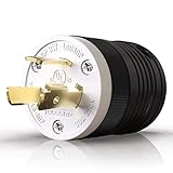 ELEGRP NEMA L6-30P Locking Plug, Generator Twist Lock Adapter Plug, 30 Amp 250V 2 Pole 3 Wire Grounding, Industrial Grade Heavy Duty, UL Listed (1 Pack, Black/White)
