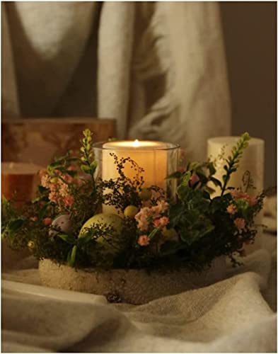 2 Sets Easter Eggs Glass Tealight Candle Holder Cups, Candle Sticks Lamp Tea Light Candlestick Holder With Artificial Plants Flowers For Spring Summer Easter Home Centerpiece Decor (Exclude Candles) #TOP5
