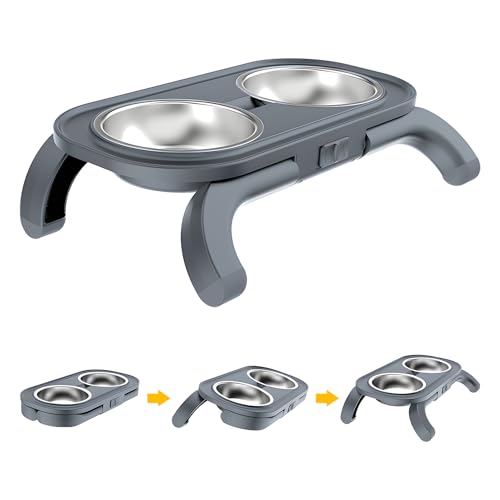 Carehabi Katzennapf Erhöht, Hundenapf Erhöht, gekippter Futternapf Katze, mit rutschfesten Fußpads, Fressnapf und Wassernapf-Set, verhindert das...