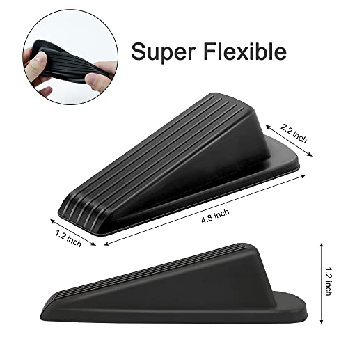 Door Stoppers 4 Pack Premium Rubber Door Stoppers Wedge Sturdy Stackable Door Stops For Carpet Heavy Duty Door Stoppers For Bottom Of Door On Tile （Black） #TOP5