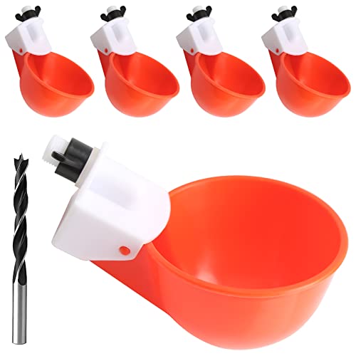LoQuick Bebedero para Pollos, Bebedores de Pollo,5pcs,Set Bebedero Automatico,Accesorios Bebederos para Pollos ,Tazas de Agua para Pollos,para Pollos Patos Gansos Codornices Pavos,Rojo y Blanco