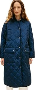 Tommy Hilfiger Damen Steppmantel Padded Quilted Oversized Fit, Blau (Dark Night Navy), M