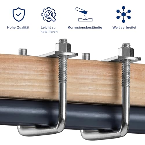 Bügelschraube Mit Gewinde M8 Vierkant-U Bügel 65mm x 80mm U-Bolzen 4Stk Mit 16 Muttern und 8 Gegenplatte U Schrauben Bügelbolzen Für Abschleppen Von Autos Schiffen Reparatur (M8 65x80mm)