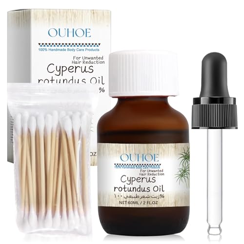 Aceite de Cyperus Rotundus, Aceite de Cyperus Rotundus para Depilación, Aceite Natural de Cyperus Rotundus, Aceites Esenciales de Cyperus para Depilación, Reducción del Crecimiento del Vello Corporal,