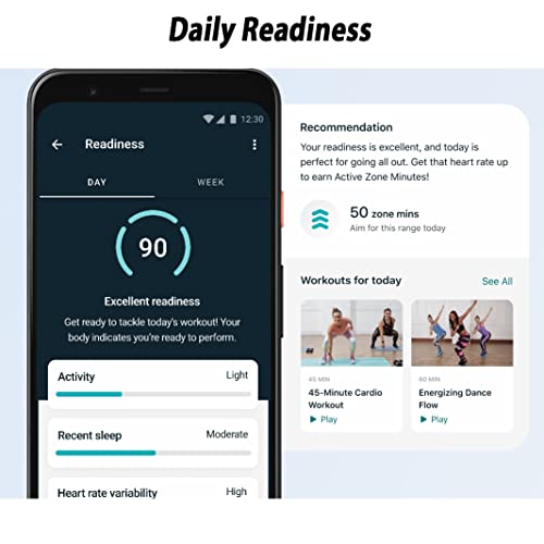 Fitbit Versa 2 Health And Fitness Smart Watch (Black/Carbon) With Heart Rate Monitor, S & L Bands, Bundle With 3.3Foot Charge Cable, Wall Adapter, Screen Protectors & Premgear Cloth #TOP3