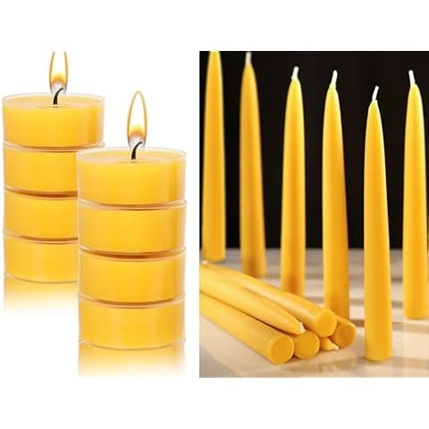 48pcs Beeswax Tealights +12pcs Beeswax Taper Candles for Home Decor Air Purification Spa Relaxation Cover