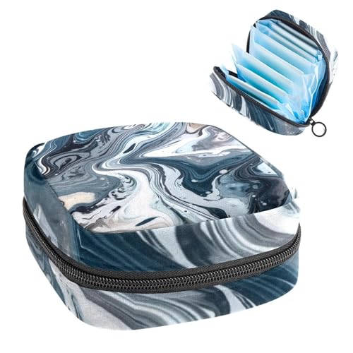 Period Bags for School, Sanitary Napkin Storage Bag for Feminine Pads, Flow Marble Blue Ladies Menstrual Cup Pouch Sanitary Pads Organizer
