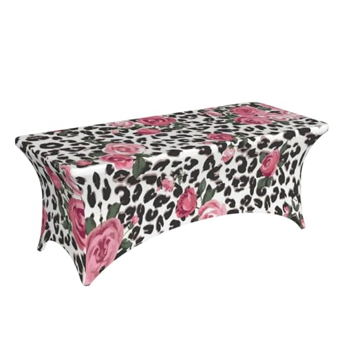 Nappe léopard extensible 1,8 m lavable pour décoration de table de banquet