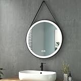 Heilmetz LED Badspiegel mit Beleuchtung Badezimmerspiegel 70cm Durchmesser Rund Wandspiegel Dimmbar Lichtspiegel mit Touchschalter + 3 Lichtfarbe, Wasserdicht IP44, Energieklass A++