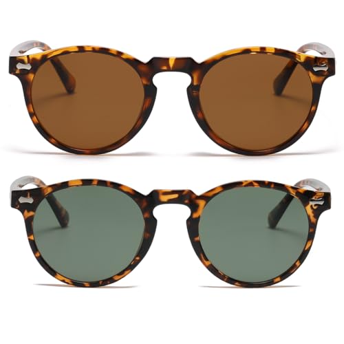 Image of JOVAKIT Vintage Kids Polarized Sunglasses for Girls Boys Age 2-9, Round Sun Glasses for Children UV400 Protection