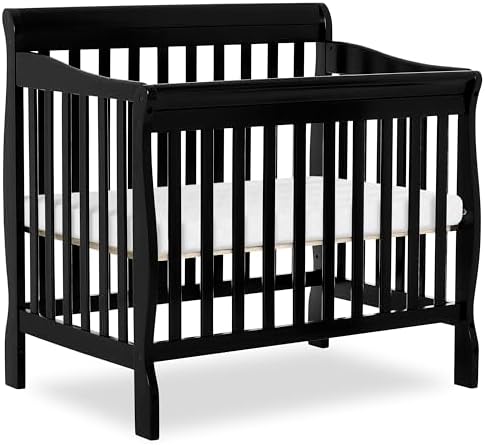 Dream On Me 4-in-1 Mini Baby Crib for Small Spaces, Aden, Black