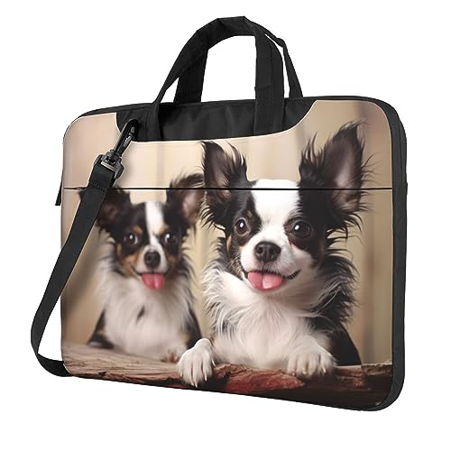 Sac ordinateur portable imprimé chien mignon à grande capacité avec bandoulière réglable