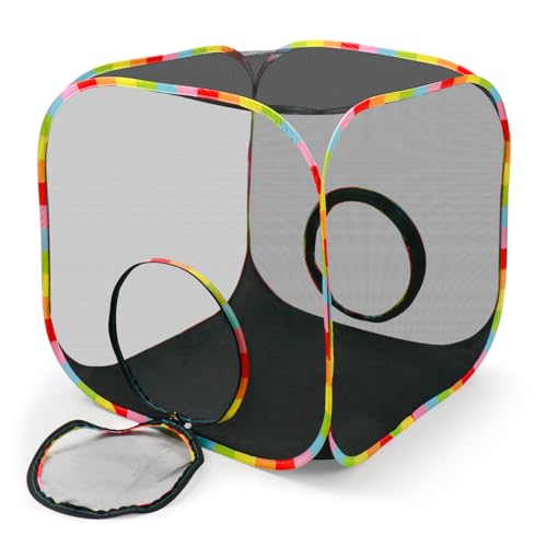 Portable Collapsible Cat Playpen, Escape-Proof Heavy-Duty Mesh Cat Enclosure, Fully Enclosed Cat Cube for Indoor Outdoor Use, Ideal for Kittens and Small Pets