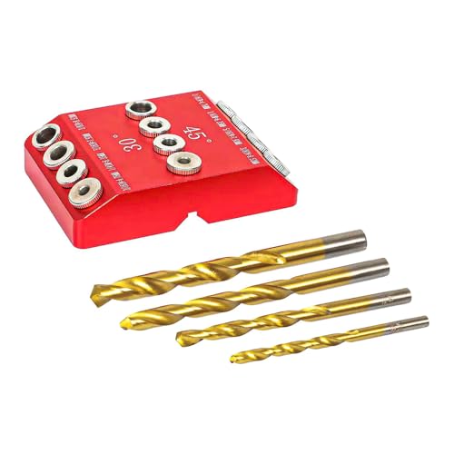 Tiardey Trend Pocket Hole Jig 30/45/90 Angled Drill Hole Jig Pocket Hole Jig Kit for Woodworking -Red