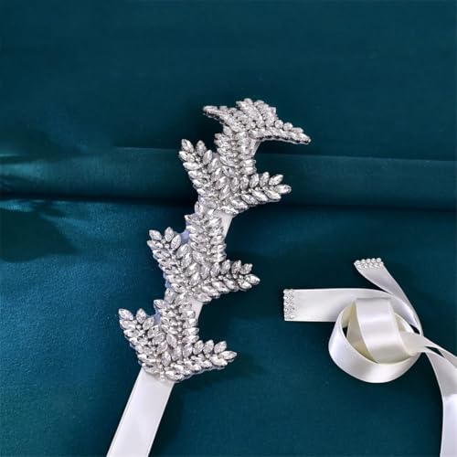 Silver Rhinestone Wedding Belt, Perfect For Formal Dresses And Banquets.4