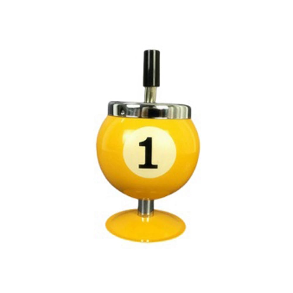 CTRLZS Pool Billiard Ball Design Ashtray Portable Metal Ashtray for Pool House Billiards Ashtray,Yellow,