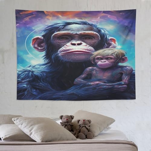 Tapisserie murale singe PAZZK 150x200cm pour décoration de chambre