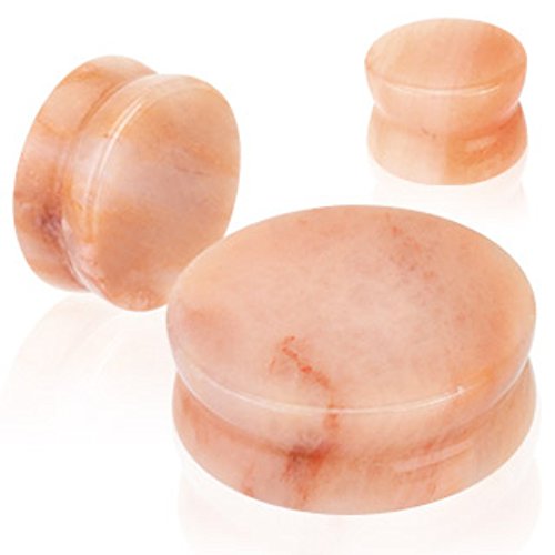 Peach Jade Semi Precious Stone Solid WildKlass Saddle Fit Plug (Sold as a Pair)