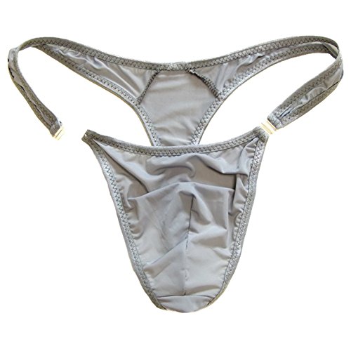 WenMei Men's Bikini Boxer Briefs trip Thongs G-string milk silk Underwear Shorts (Grey),Free size
