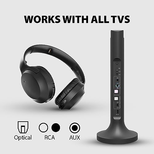Bezprzewodowe słuchawki Bluetooth telewizyjne Avantree Opera ze stacją dokującą do transmisji i ładowania, dalekiego zasięgu, słuchawki o dużej głośności idealne dla seniorów i